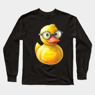 Cute Rubber Duck Wearing Glasses Long Sleeve T-Shirt